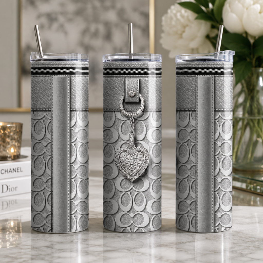 Designer Purse Inspired 6x Metallic 20 oz Skinny Tumbler Sublimaition Wrap Bundle Digital Designs