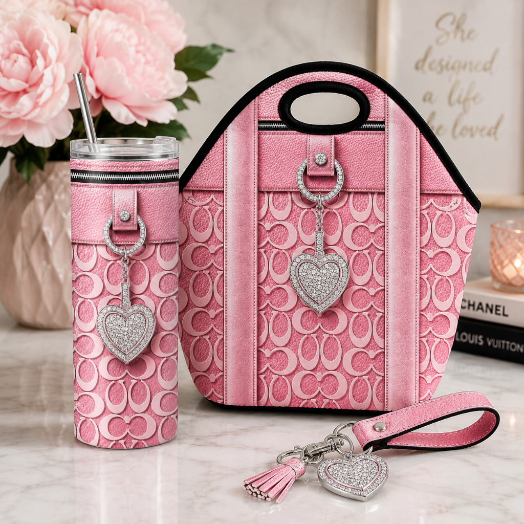Luxury Pink Heart Purse-Inspired 20 oz Skinny Sublimation Tumbler Wrap Digital Download