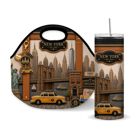Luxury New York City Travel 20 oz Skinny Tumbler Wrap Sublimation Design Digital Download