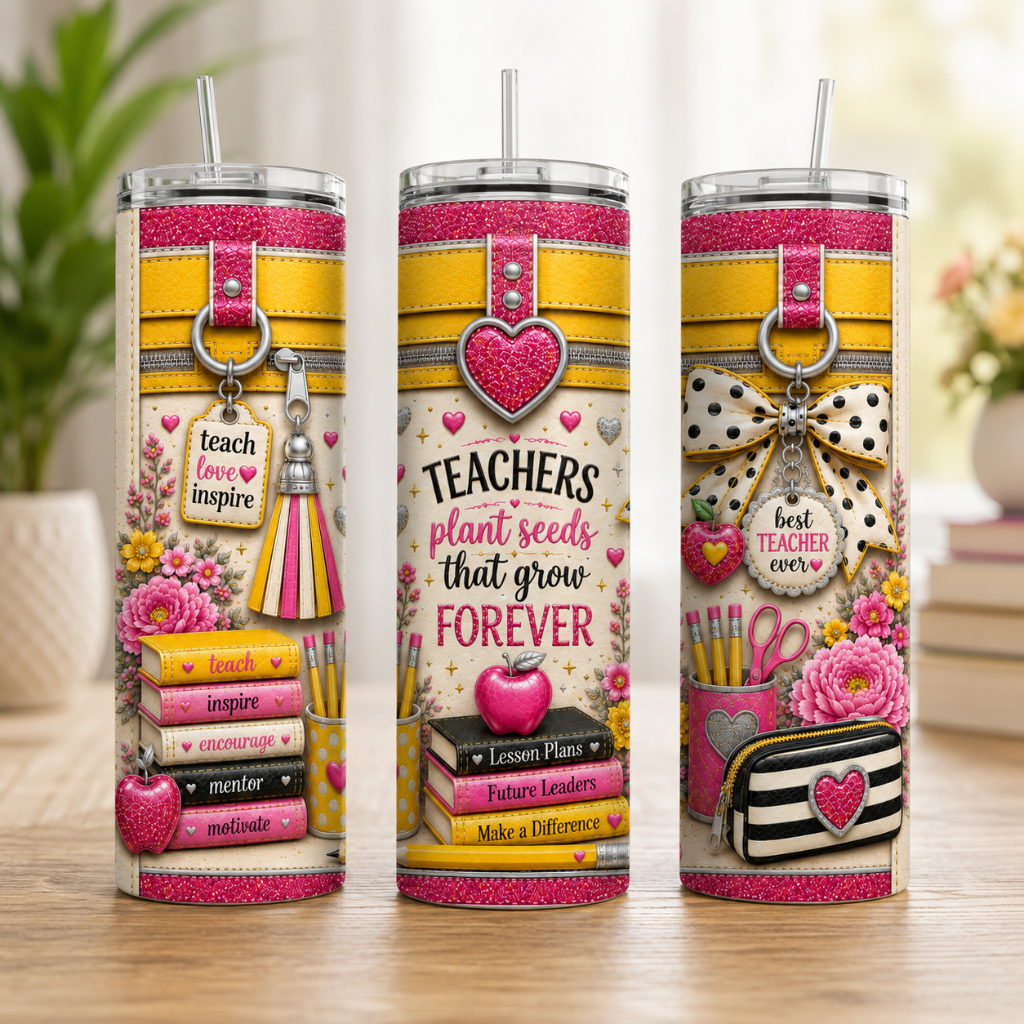 Luxury Teacher Gift 20 oz Skinny Tumbler Wrap Boutique Purse Style Sublimation Design Digital Download