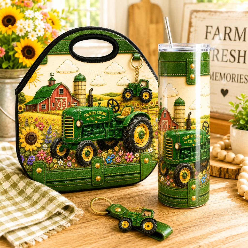 Luxury Farm Tractor 20 oz Skinny Tumbler Wrap Country Strong Sublimation Design Digital Download