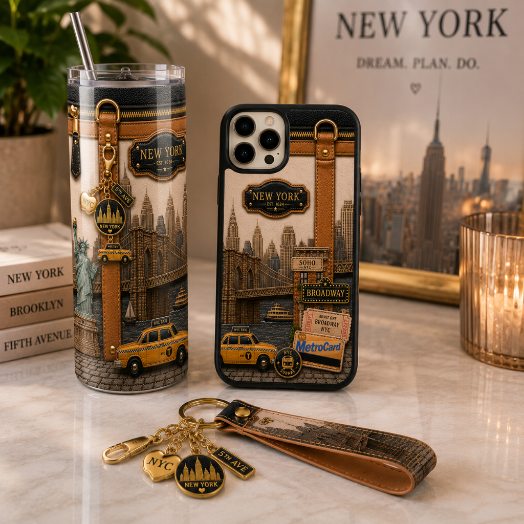 Luxury New York City Travel 20 oz Skinny Tumbler Wrap Sublimation Design Digital Download