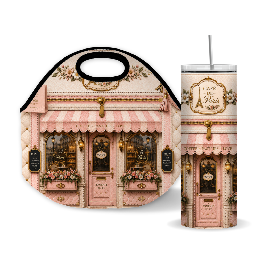 Paris Café Luxury 20 oz Skinny Tumbler Wrap French Café Sublimation Design Digital Download