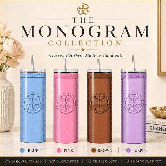 Designer Purse Inspired 4x Monogram Collection 20 oz Skinny Tumbler Wrap Bundle Digital Design