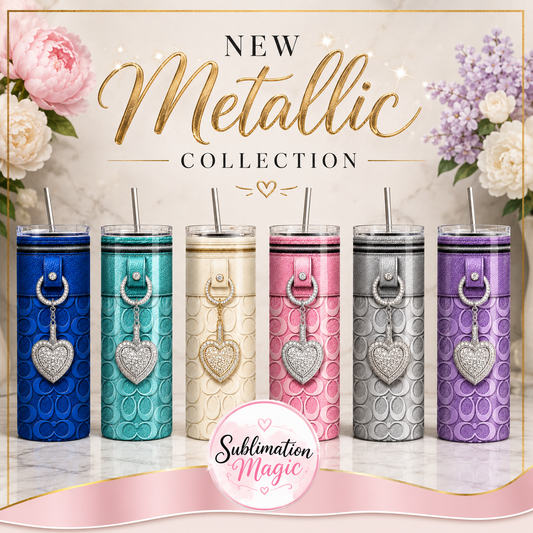 Designer Purse Inspired 6x Metallic 20 oz Skinny Tumbler Sublimaition Wrap Bundle Digital Designs