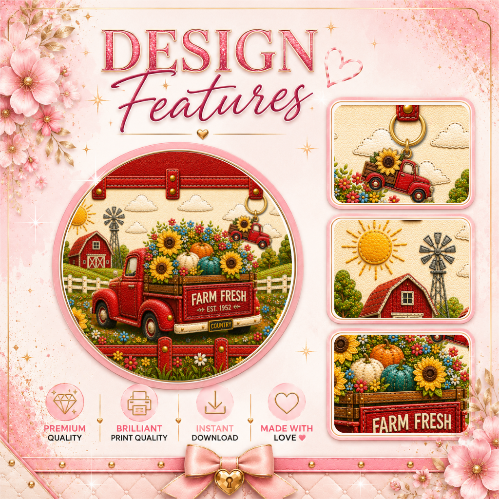 Luxury Farm Fresh Red Truck 20 oz Skinny Tumbler Wrap Sublimation Design Digital Download